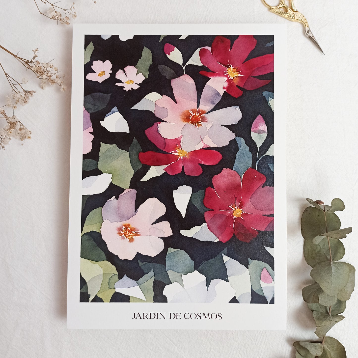 Affiche A5, A4, A3 - Jardin de cosmos