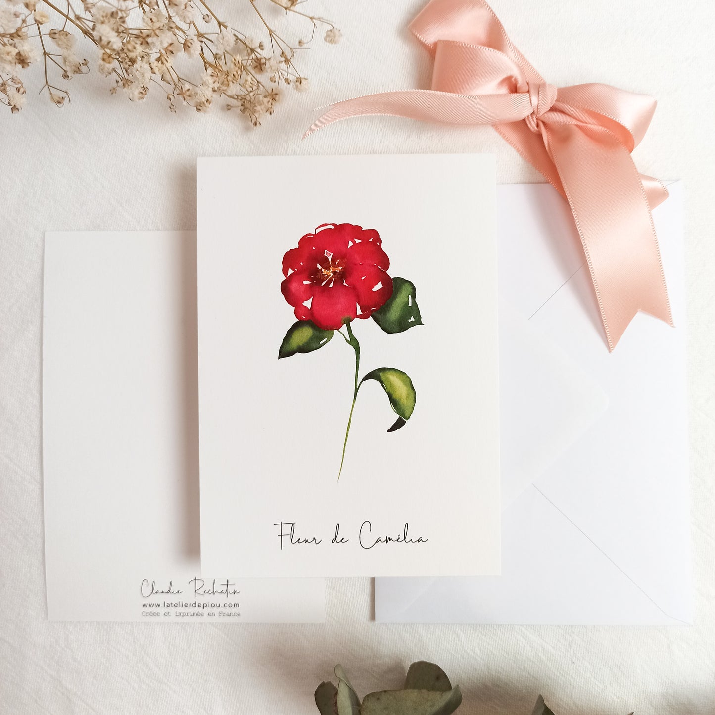 Carte A6 - Fleur de Camélia