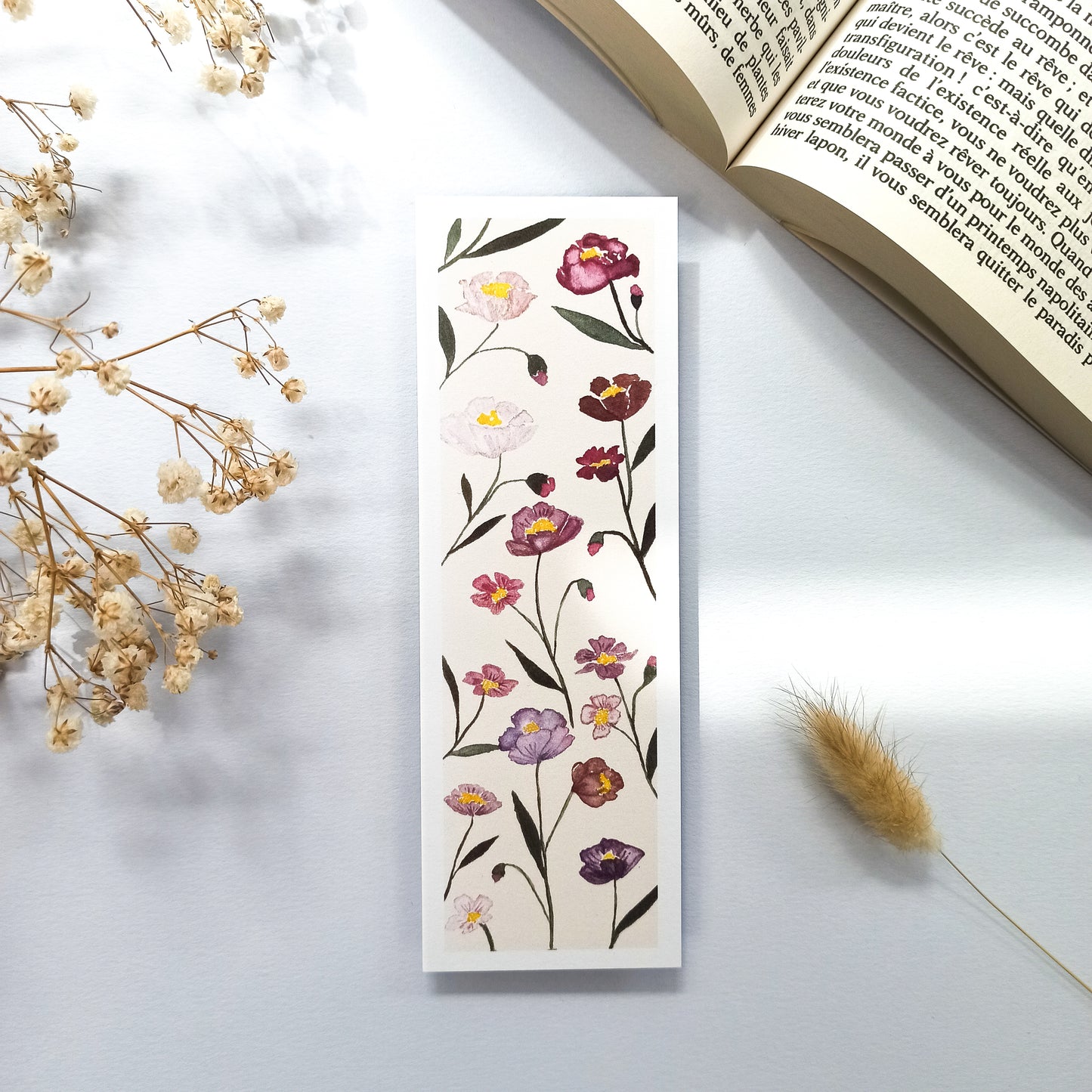 Marque-page - Fleurs au coeur jaune