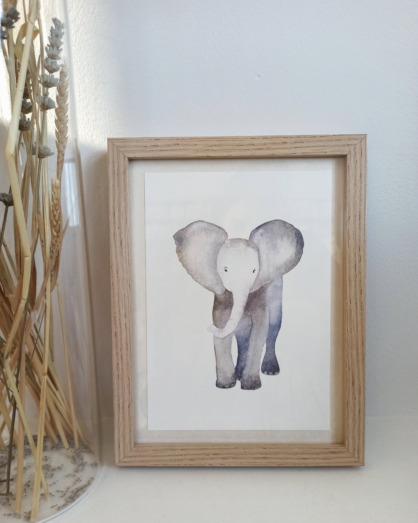 affiche d'art d'un éléphant issue d'une peinture aquarelle