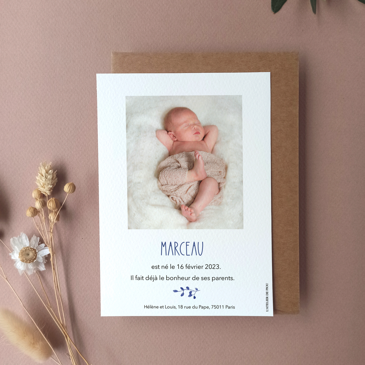 faire part naissance aquarelle vêtement