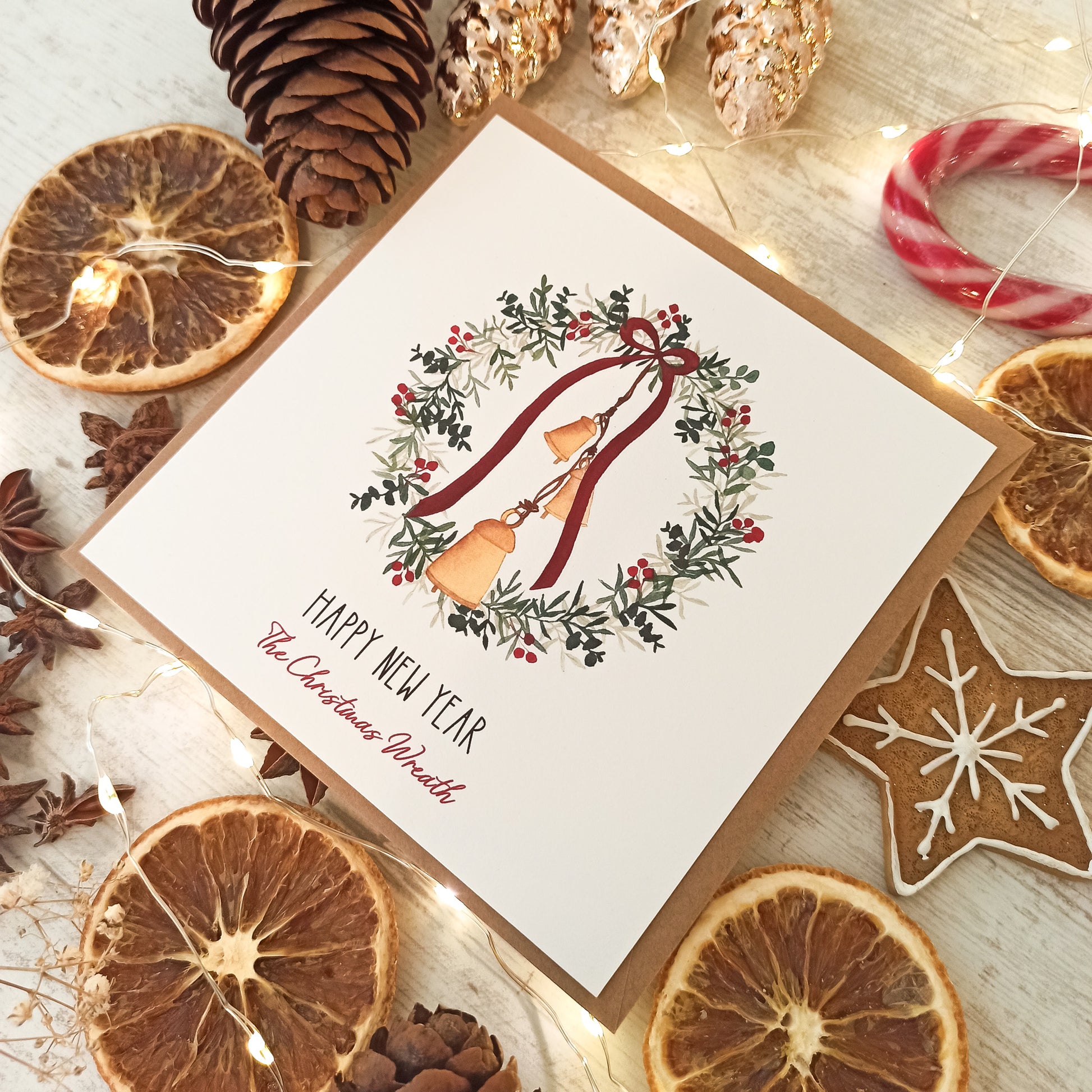 Carte - The Christmas Wreath meilleurs voeux bonne année – latelierdepiou